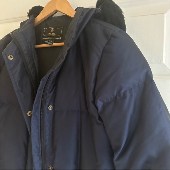 Lauren Ralph Lauren Full Zip Down Puffer Jacket Fur Hood Women's Medium Petite - Picture 6 of 10